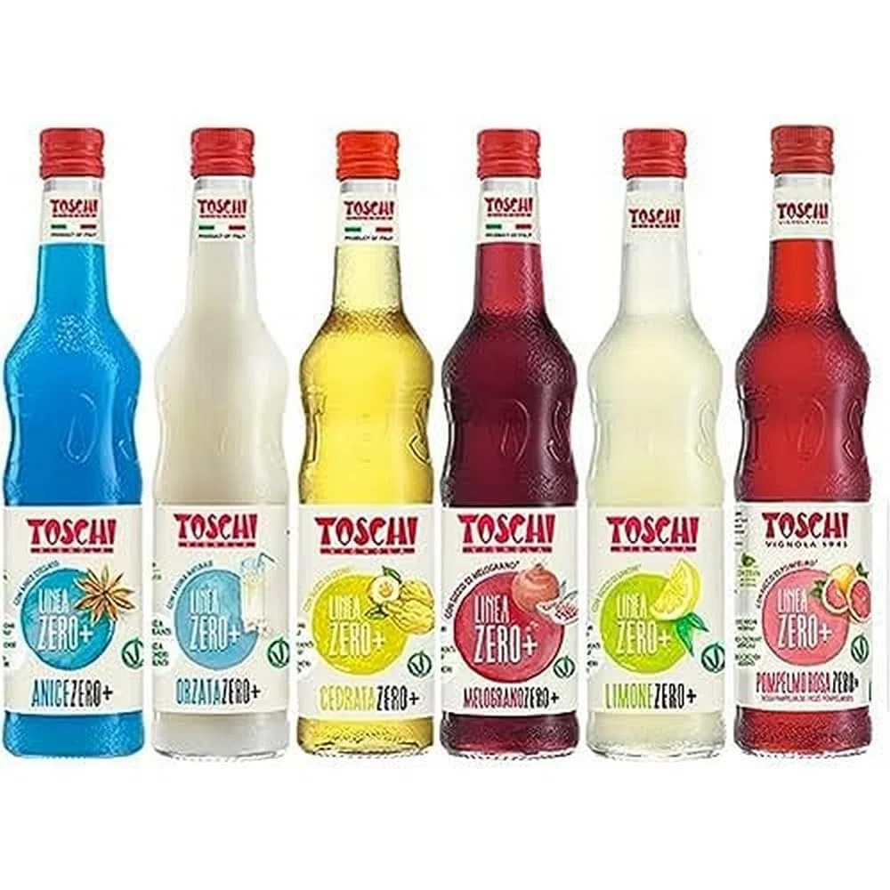 Toschi Drink della tradizione Italiana Zero + Toschi 560 ml nei gusti Anice, Pompelmo Rosa, Limone, Melograno, Cedrata ed Orzata. Bottiglie
