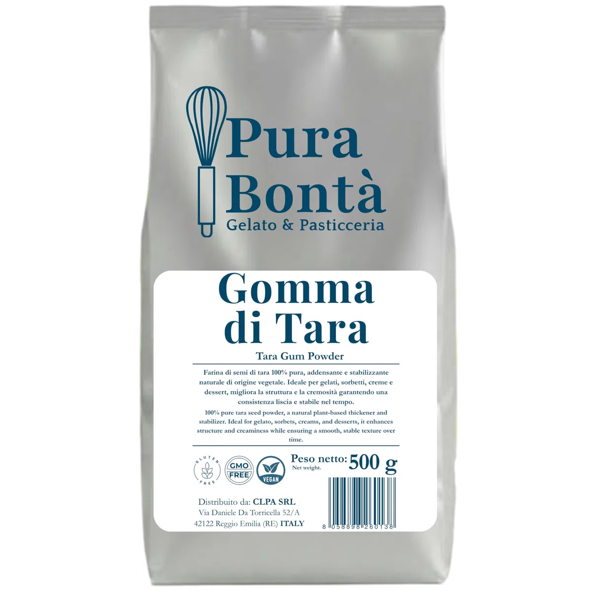 PURA BONTÀ Gomma di Tara in Polvere 500 g | Addensante e Stabilizzante 100% Naturale | Ideale per Gelato Cremoso Senza Ghiaccio | Vegano, Senza Glutine | Farina di Semi di Tara Confezionato in Italia