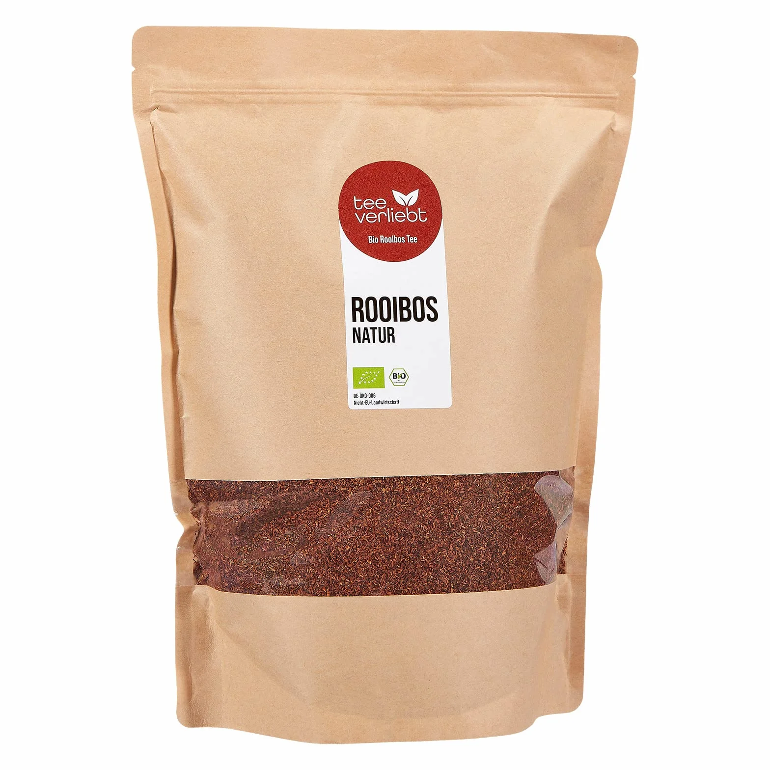 FRUTEG Tè biologico Rooibos senza Aromssps 1kg | Loser Bush Bush Tè nella migliore qualità della foglia | Godimento di tè gratuito naturale e caffeina | 1000 G.