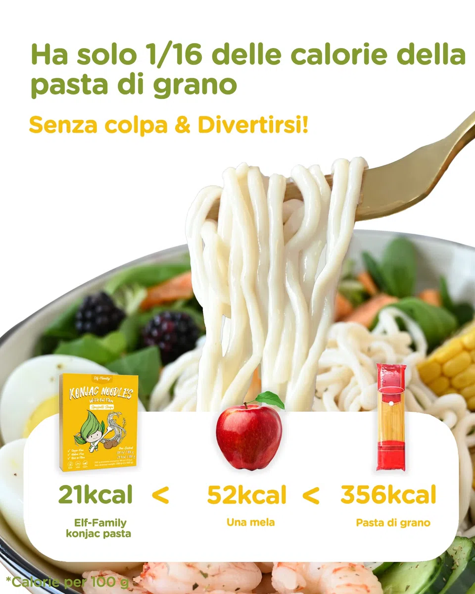 Elf-family Premium Pasta di Konjac Pochi Carboidrati- Vegano - 240g x6 Scatole(12 Porzioni), Shirataki Noodles Ipocalorica/Senza Zucchero e Glutine- Spaghetti & Fettuccine