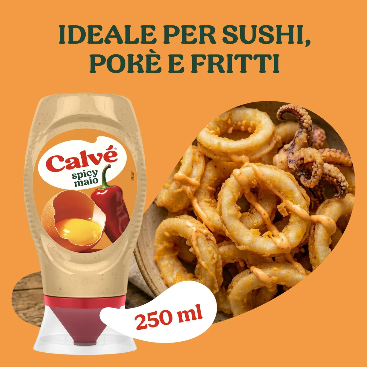Calvé Maionese Spicy Mayo, 12 Pezzi da 250 ml, Maionese con Aggiunta di Paprica e Pepe di Cayenna, Salsa Piccante e Speziata, Ideale per Sushi, Pokè e Fritti