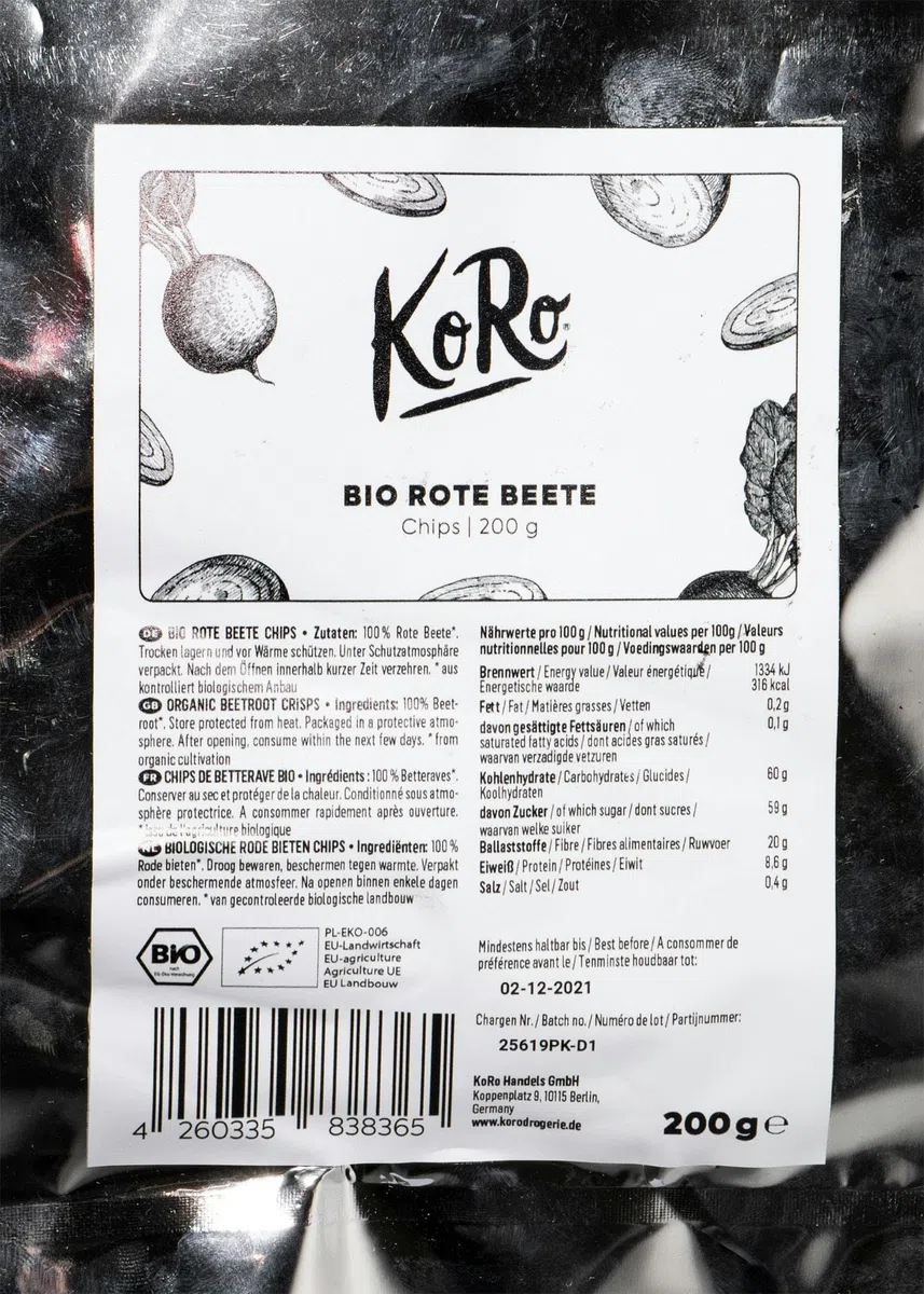 KoRo - Chips di barbabietola bio 200 g - chips vegetali croccanti e senza grassi - perfetta alternativa alle chips convenzionali