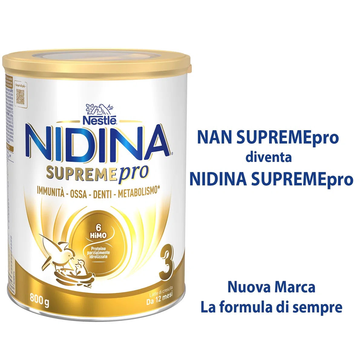 NIDINA SUPREMEpro 3 Latte di Crescita Polvere da 12 mesi, Latta 800g