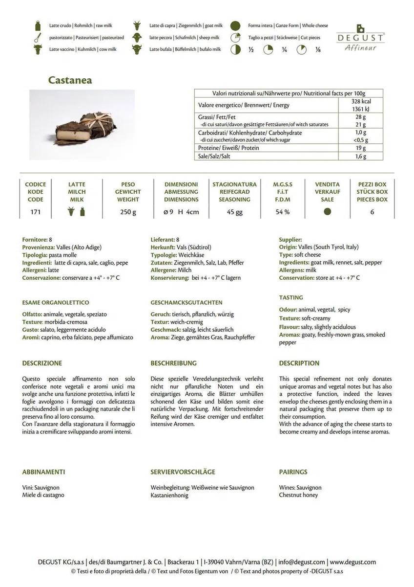 Castanea Formaggio DEGUST ca. 250 gr.