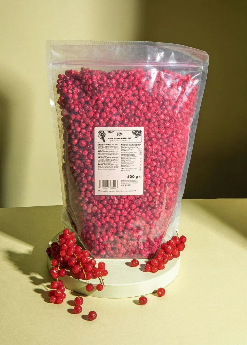 KoRo - Ribes rossi liofilizzati 500 g - sul porridge, lo yogurt oppure come snack - confezione convenienza
