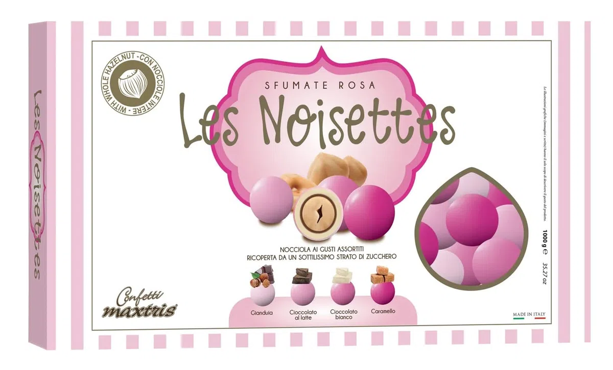 Confetti Maxtris con NOCCIOLA tostata | Les Noisettes Rosa (4 Gusti), Assortito, 1000 Grammi