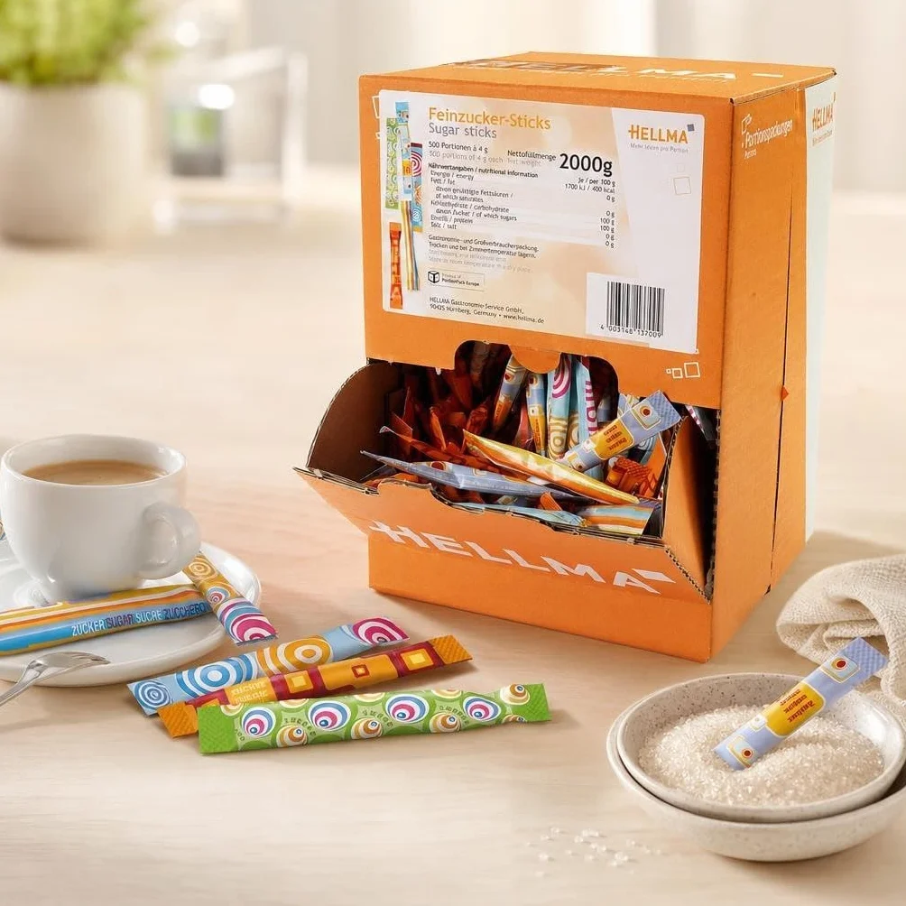 HELLMA Feinzucker-Sticks, Inhalt: 500 Stück à 4 g