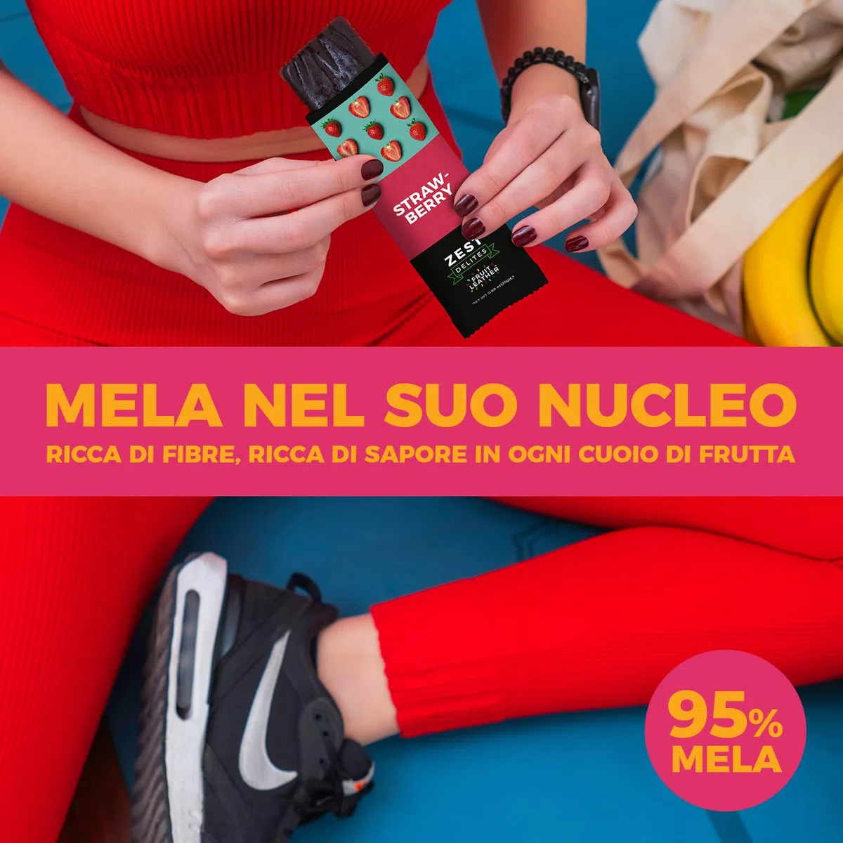 Zest Delites Snack Dolci in Pelle di Frutta, Merendine Senza Glutine, 36 Pack, Fragola, Mora, Albicocca e Prugna, Barrette Energetiche Ciclismo, Frutta Secca Mix, Snack Monoporzione, 36x25g