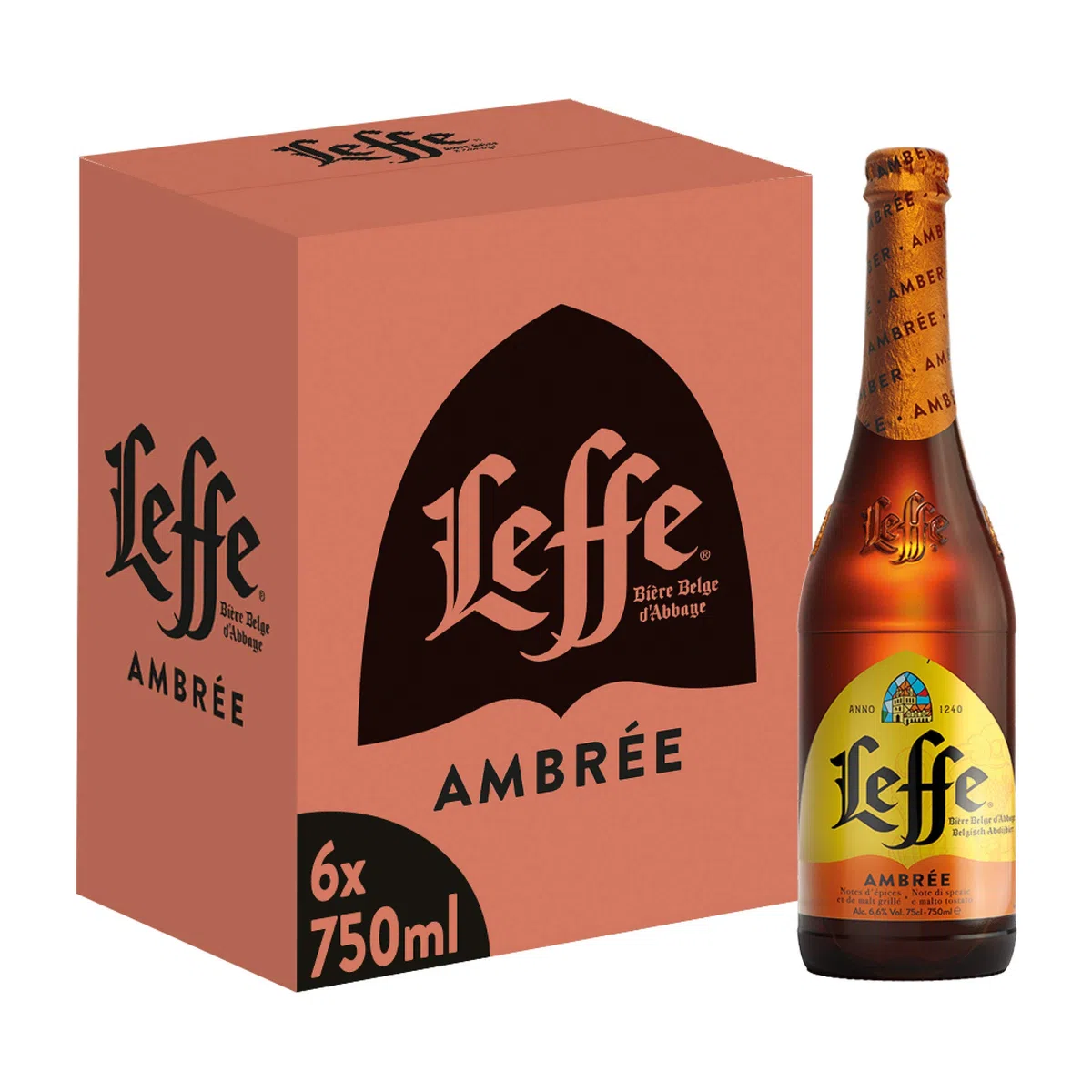 Leffe Ambree Birra, Bottiglia - Pacco da 6 x 750 ml