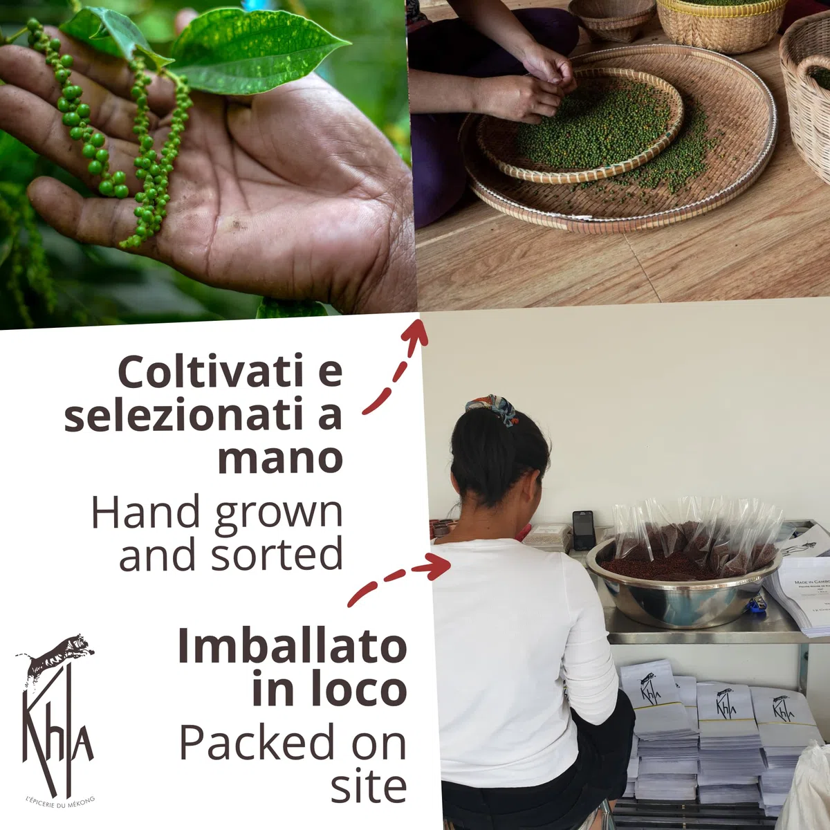 Khla - Pepe Rosso di Kampot Certificato Biologico 200g - Pepe Kampot in Grani Bio - Dolce e Fruttato - Ingrediente Spezie Cucina - Produzione Limitata - Direttamente dal Produttore - Origine Cambogia