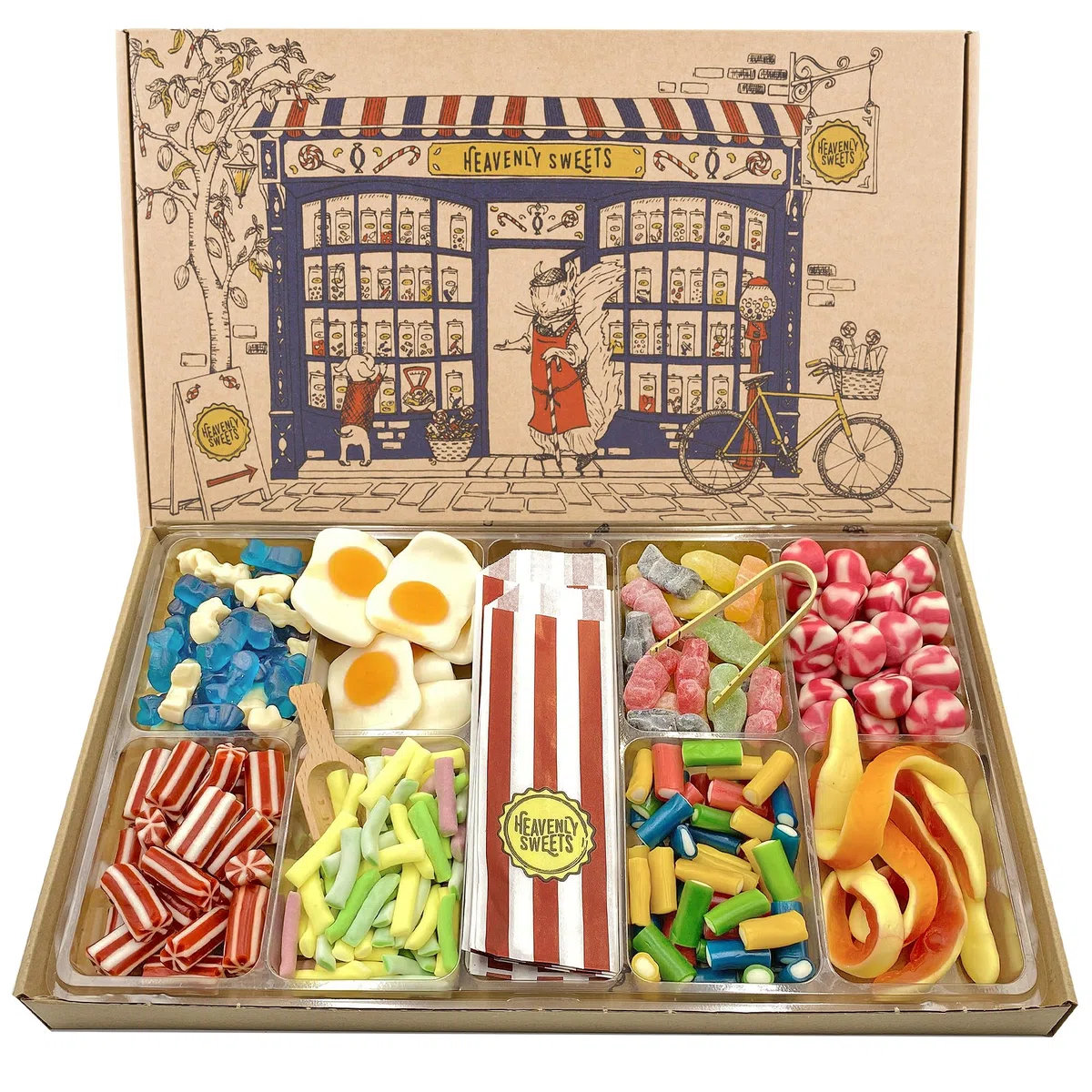 Heavenly Sweets | Grande Cesto Regalo di Caramelle Pick and Mix | 1,2kg Premium di Caramelle Gommose e Gelatinose | Assortimento per Compleanno, Festa del Papà, Festa Estiva | Selezione Pick & Mix