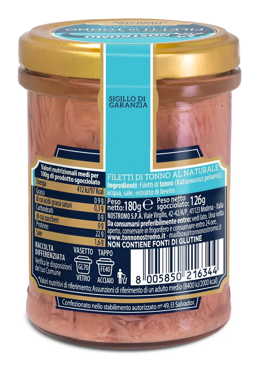 Nostromo - Filetti di tonno al naturale, 6 vasetti da 180gr. Qualità superiore, lavorati a mano, fonte di Omega 3