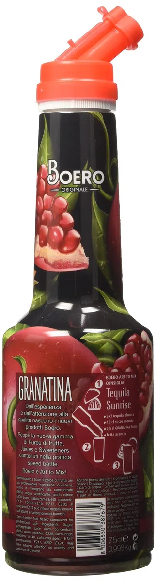 Boero Concentrato Premium al Melograno, Grenadine Italiana per Cocktail, 75 CL
