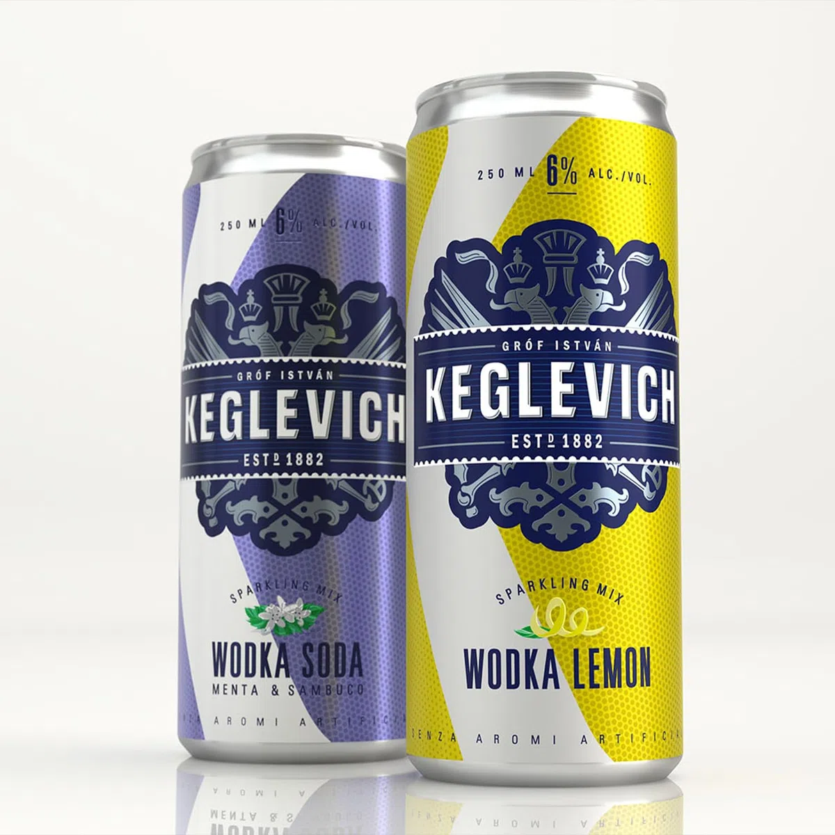 Keglevich, Vodka al limone pronta da gustare, senza aromi artificiali, 6% vol - 12 lattine da 250 ml (totale 3 litri)