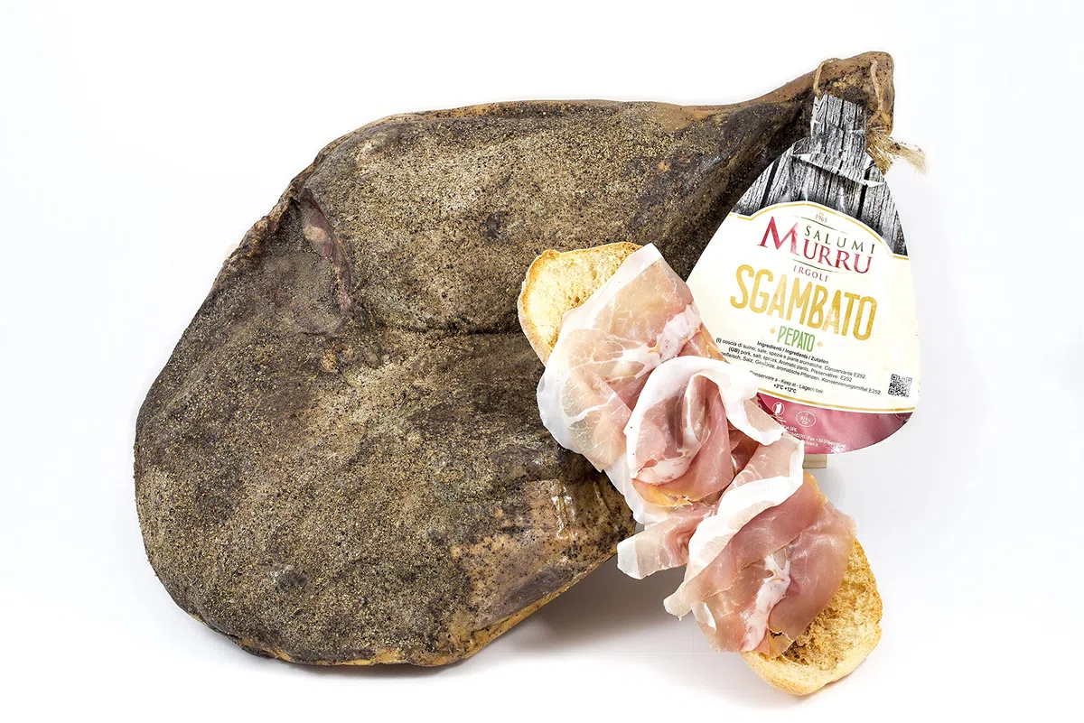 Salumi Murru Irgoli | Prosciutto crudo sgambato pepato| 2 Tranci da 500 gr Cad.