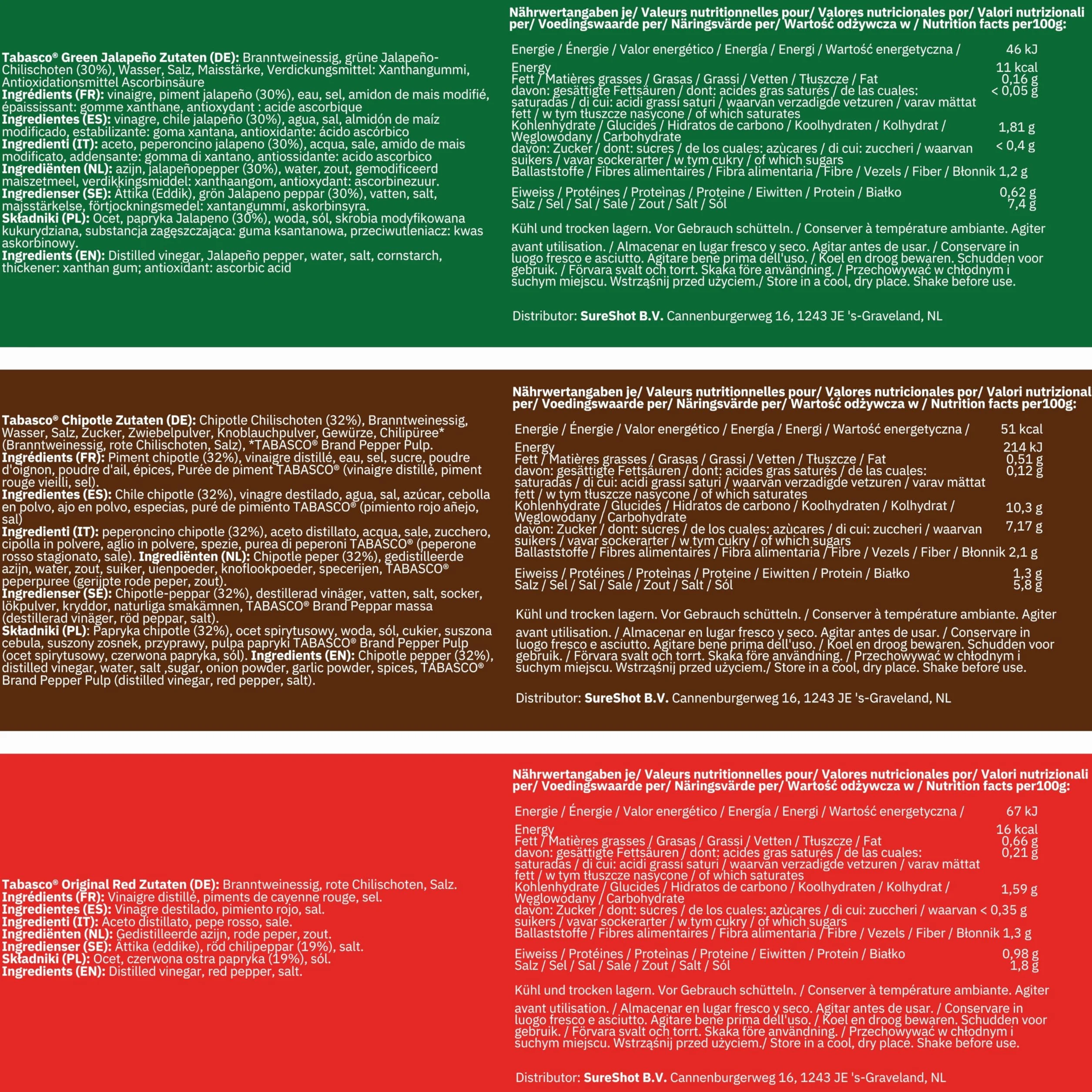 Tabasco Original Set Regalo di Salse - Set regalo di salsa piccante deluxe con 5 gusti diversi (5 x 60ML) - 100% ingredienti naturali - Salsa barbecue.