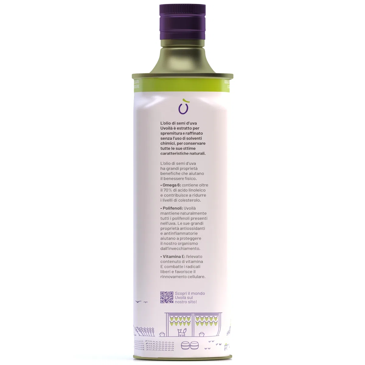 Uvoilà - Olio di Semi di Uva – Ricco di Omega 6 - Antiossidante e Antinfiammatorio – 4 x 75cl – 100% Made in Italy (4)