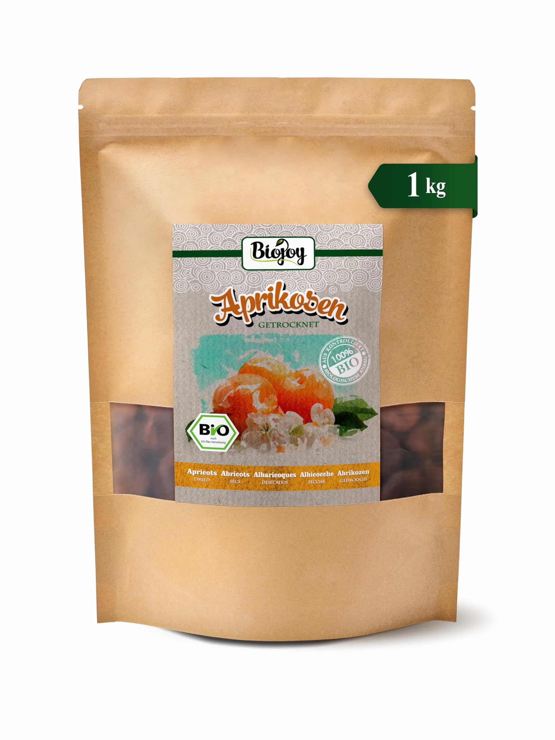 Biojoy Albicocche secche BIO (1 kg), senza zucchero aggiuntо e senza solfiti