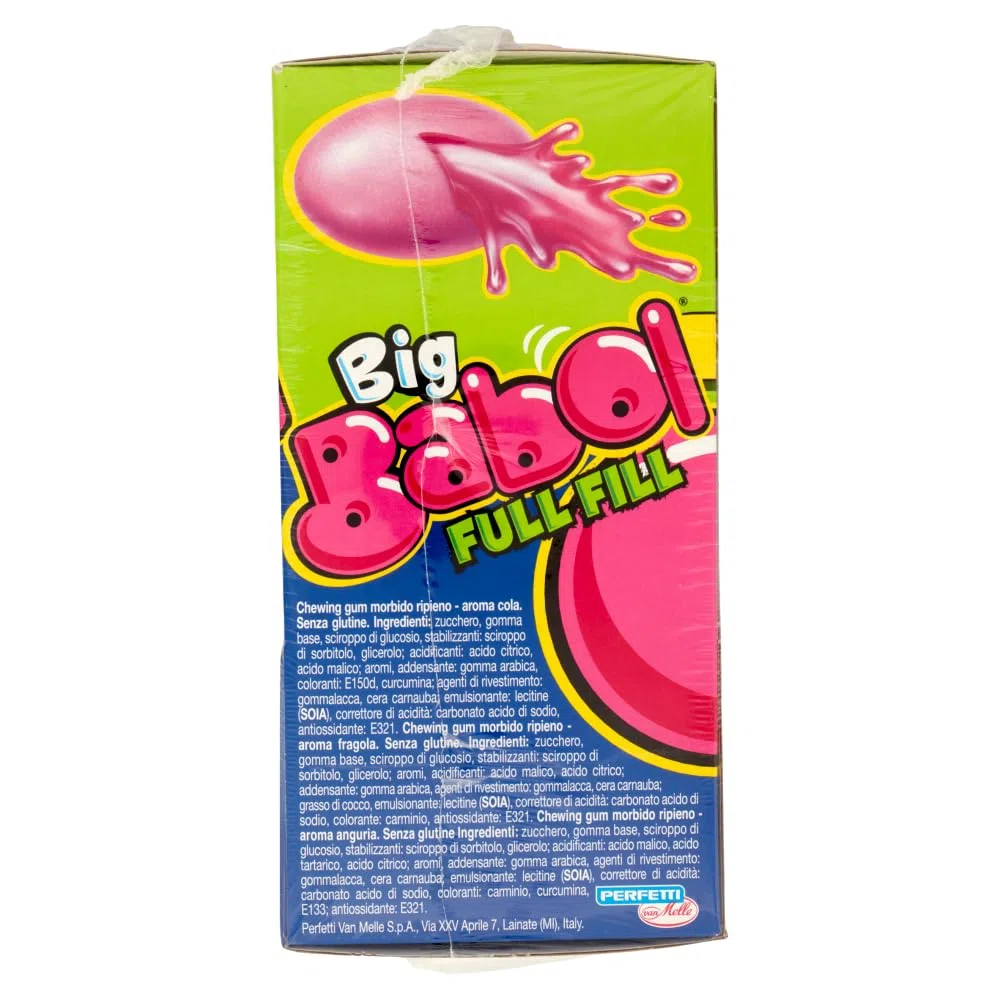 Big Babol Full Fill, Chewing Gum Morbido, Gusto Anguria, Fragola, Cola, Ottime da Condividere, per Feste e Compleanni Bambini, Confezione da 200 Incartate Singolarmente