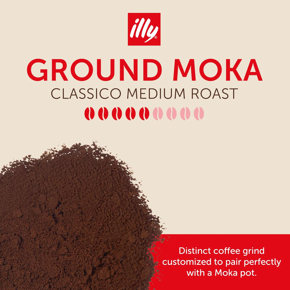 illy, Café moulu pour Moka Classic, 100% Arabica avec des Notes de Caramel, Fleur d'Oranger et Jasmin, Goût doux et arrière-goût sucré, Pack de 12 boites (12 x 250gr)