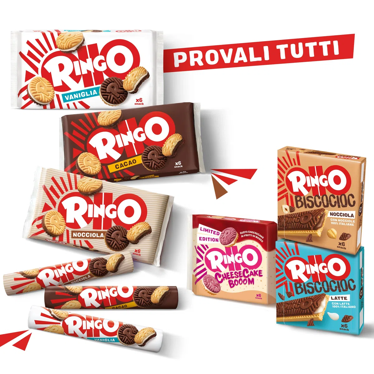 Pavesi Snack Ringo Cheesecake Booom, Biscotti Farciti con Crema Dolce al Formaggio e Biscotti ai Frutti di Bosco e Malto d'Orzo, Snack per Merenda o Pausa Studio, 165g