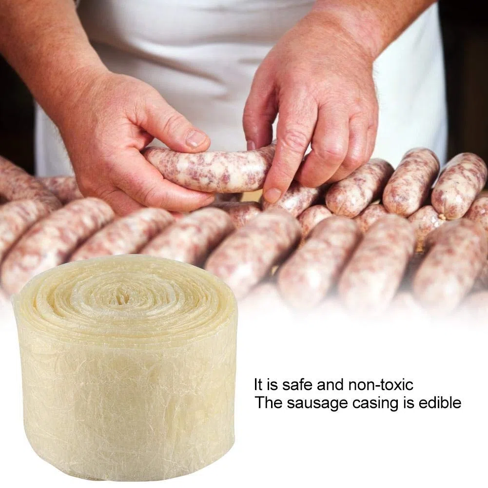 Nikou Involucro per salsicce - Involucro per salsicce essiccato commestibile a 2 strati da 8 m Commestibile non tossico per prosciutto e salsicce fatte in casa saporite