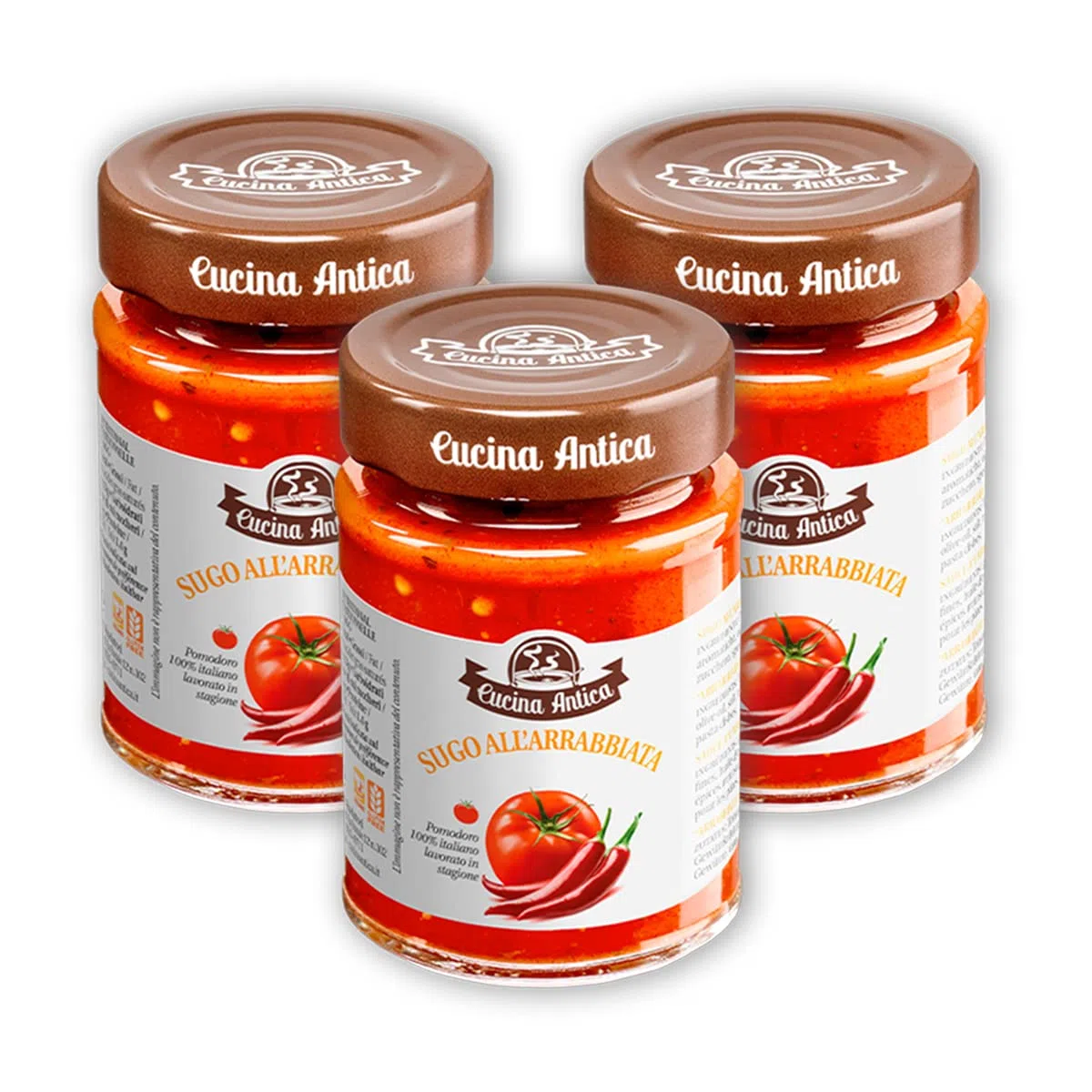 Cucina Antica - Sugo all'Arrabbiata - 3 Vasetti da 190 g