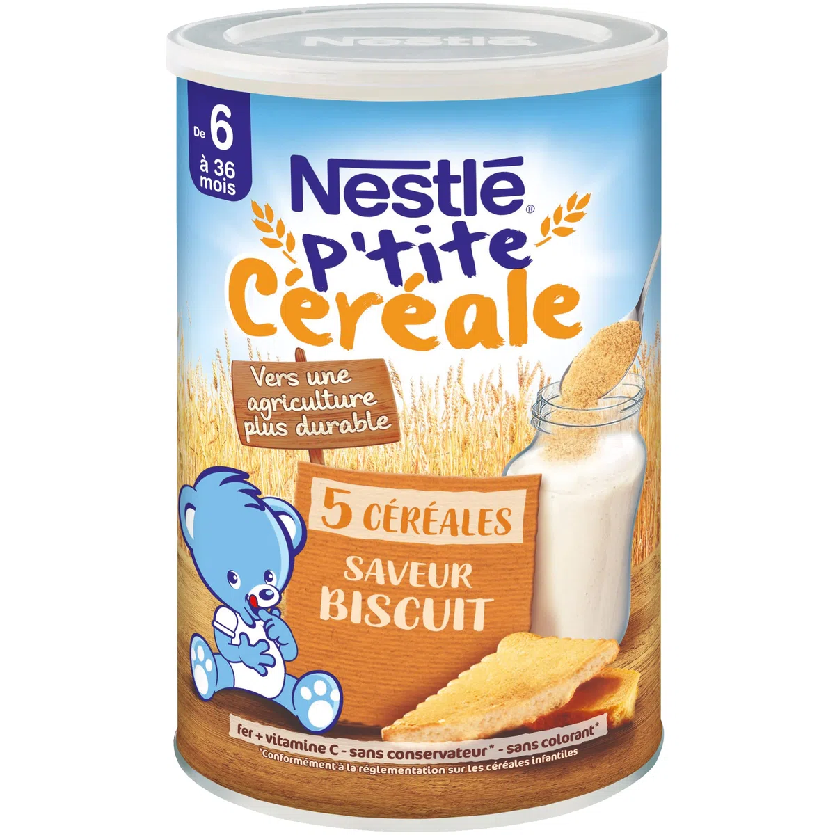 Nestlé Bébé P'tite cereali, secchi, biscotti, dai 6 mesi in su, scatola da 415 g