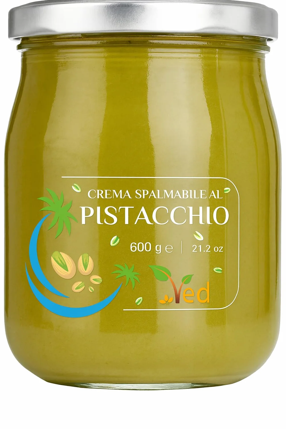 Burro di pistacchio premium VED – Prodotto in Italia | Etichetta pulita, ingredienti naturali | Vegano e senza glutine (600 g)
