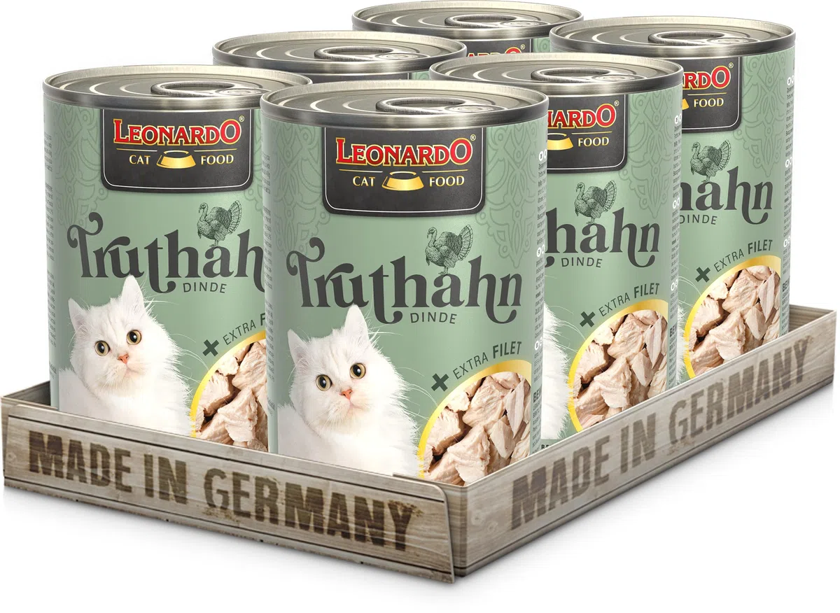 LEONARDO Tacchino + filetto extra | (6 x 400g) Tacchino + filetto di tacchino extra | Cibo umido | Senza cereali con un contenuto extra di carne