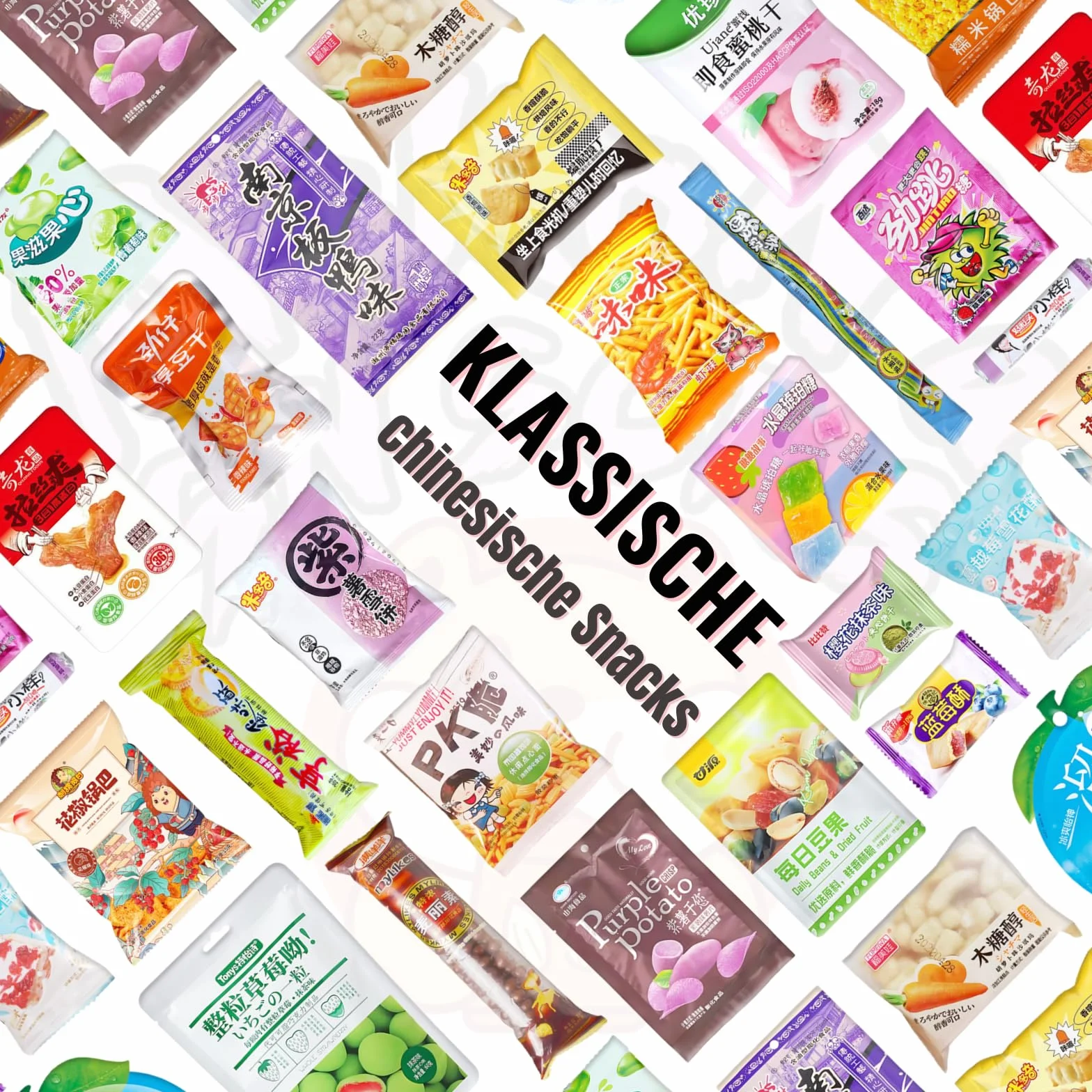 Snack Cinesi Mix con 25 Tipi - Scatola Regalo XXL: Biscotti, Cioccolato, Caramelle, Frutta Candita -Dolci e deliziose prelibatezze dalla Cina-Per bambini, adulti - compleanno, Festa Del Papà