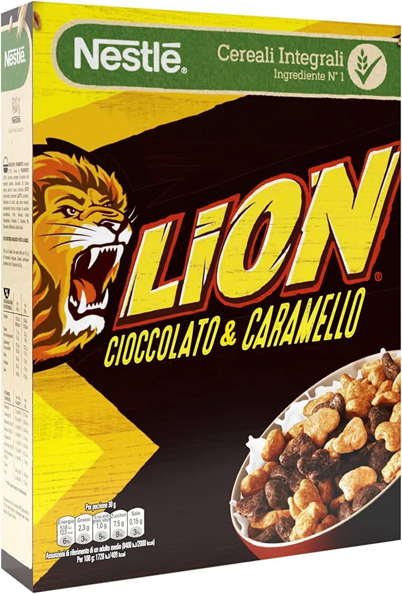 3X Nestle Lion Cereali con frumento Integrali Ricoperti di Cioccolato e Caramello 400 gr [3 Confezioni]