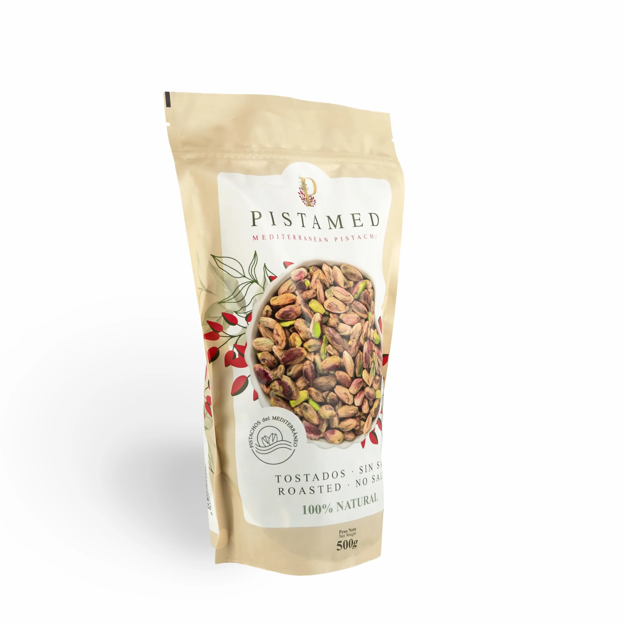 PISTAMED - Pistacchi sgusciati - Senza sale - Tostati artigianalmente - Senza additivi e senza glutine - Ricchi di fibre - Adatti a diete vegetariane e vegane - 10 bust (500g, Senza guscio)