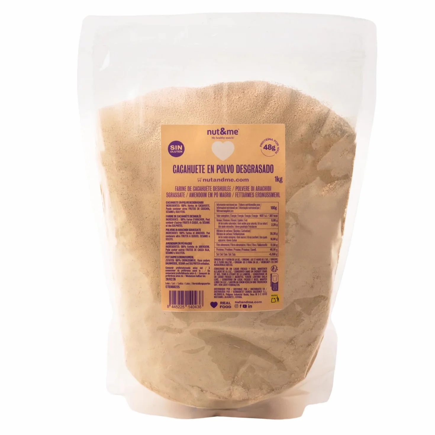 Burro di arachidi in polvere Premium 1 kg nut&me | 100% Naturale e Vegano | Proteina di Alta Qualità | Sapore Intenso e Delizioso | Senza Glutine |