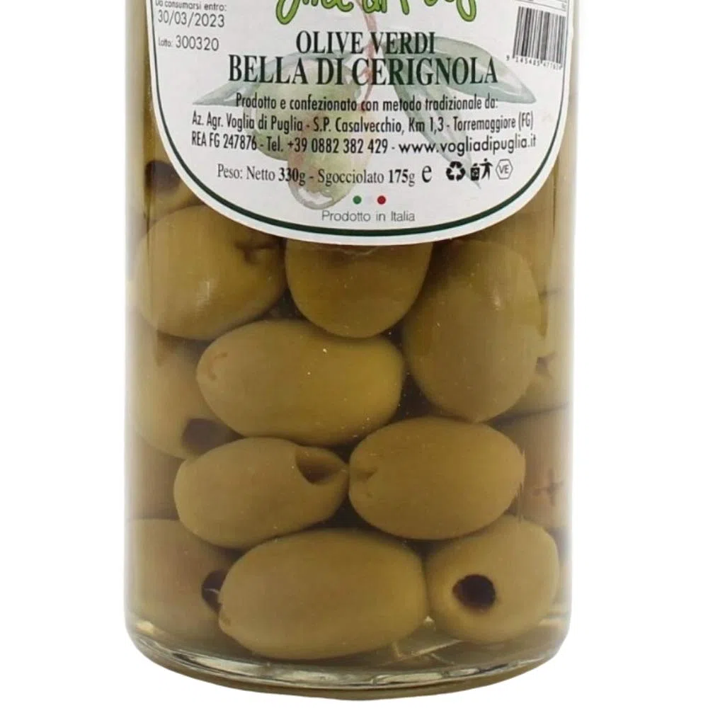 Voglia Di Puglia Olive Verdi Denocciolate Bella Di Cerignola Da Tavola 3 Confezioni da 330 gr