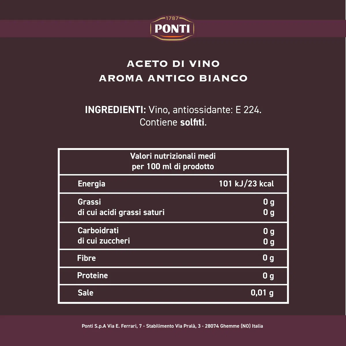 Ponti, Aceto Aroma Antico Bianco, Personalità Decisa e Gusto Raffinato, Ideale per Esaltare gli Aromi di Insalate, Verdure, Salse e Marinature, 100% Made in Italy, 12 Bottiglie da 500 ml