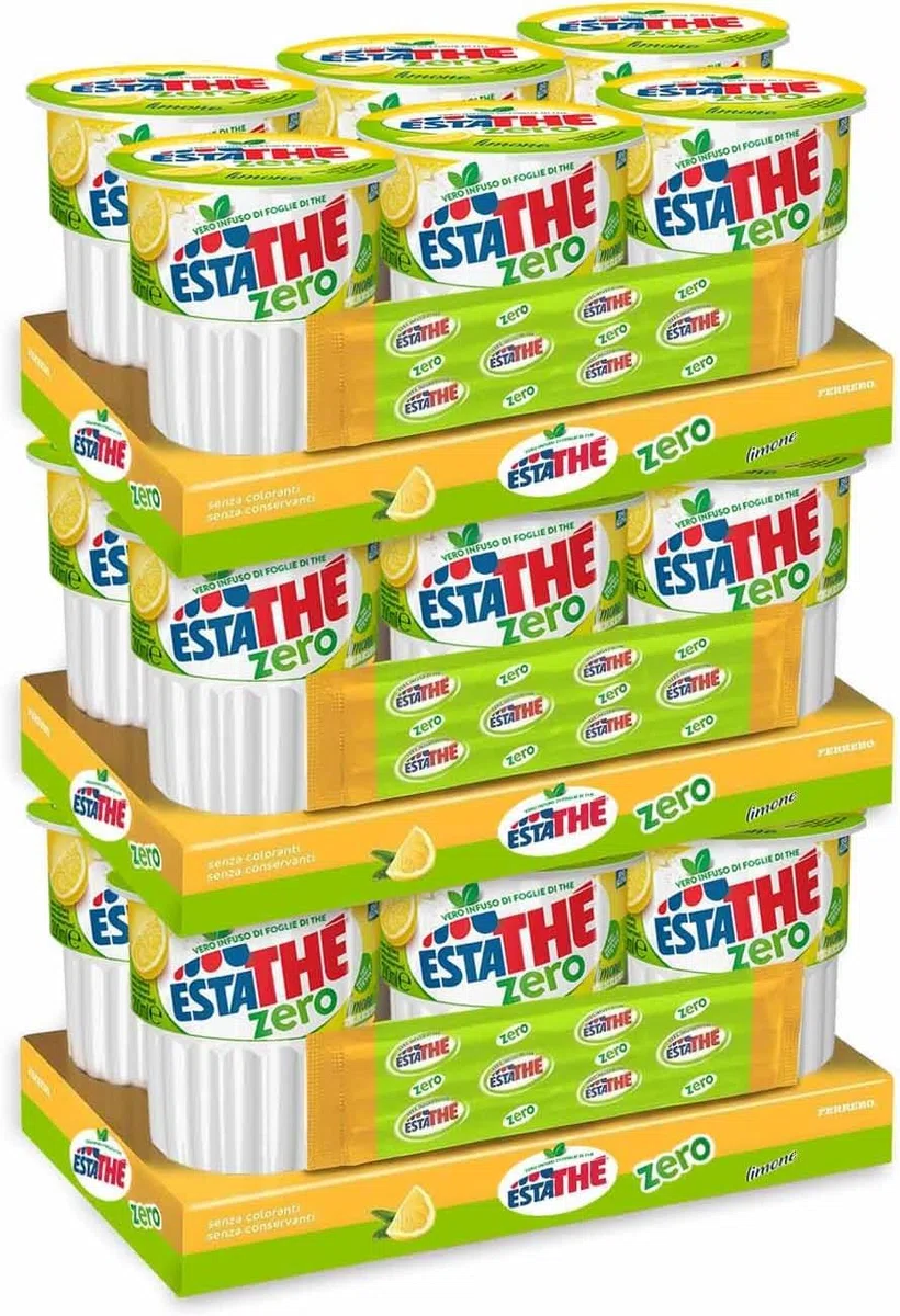 3X Thè Limone Zero Bevanda con Infuso Vero di Foglie di Thè al Limone Senza Zuccheri in Brick per estathe 6x200ml