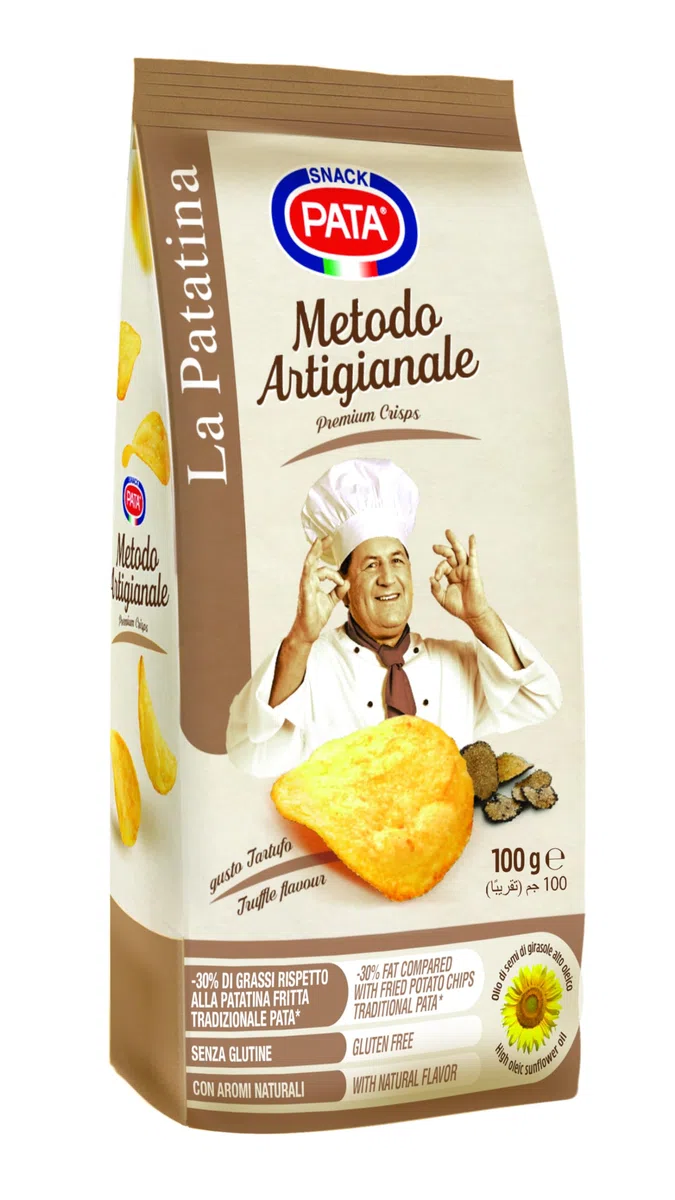 PATA | Patatine Gusto Tartufo Metodo Artigianale, Senza Glutine, Con Olio di Semi di Girasole Alto Oleico, con Aromi Naturali, 10x100g