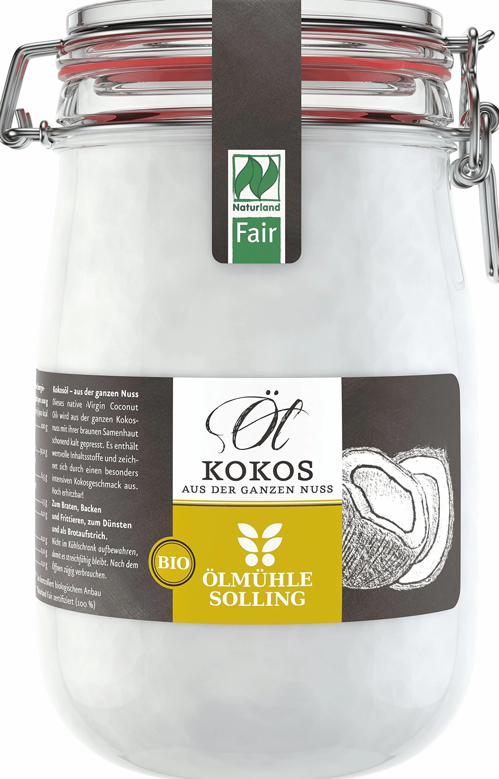 Ölmühle Solling Bio & Naturland - Olio di cocco Fair in barattolo da 1000 ml
