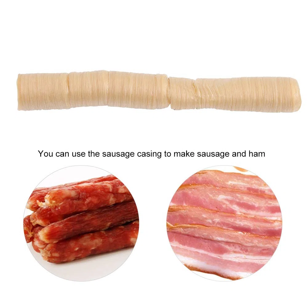 Involucro Salsiccia Commestibile, Lunghezza 14m Diametro 26mm Involucro Salsiccia Essiccazione Ideale per Preparare Salsicce Fatte in Casa, Facile Utilizzo e Sicuro per Varie Tipologie di Carne