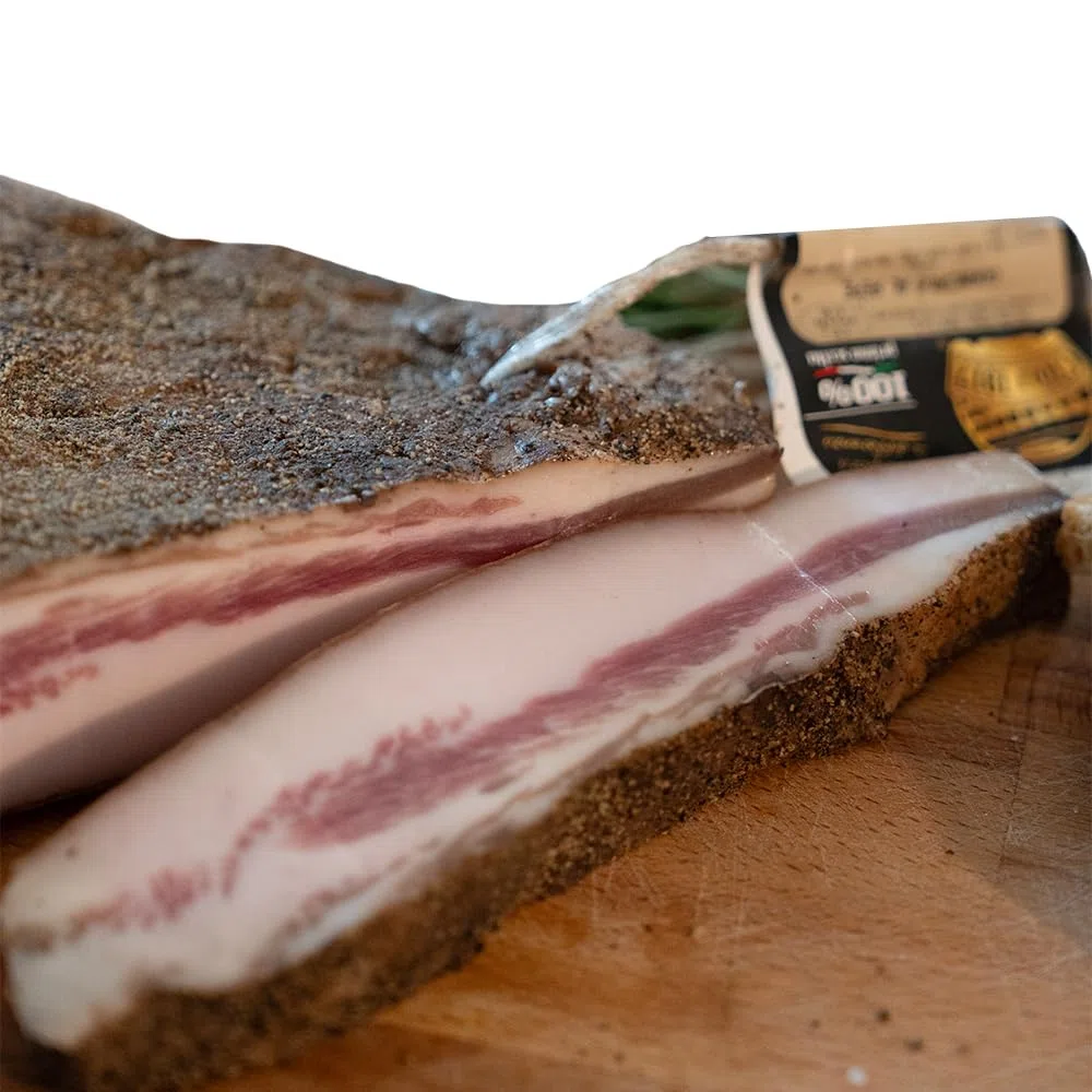 FA.LU.CIOLI Guanciale di Maiale con Pepe - Made in Italy IGP - Sottovuoto - Salumi Artigianali Italiani Senza Lattosio e Gluten Free - Tradizione e Qualità da Oltre 100 Anni - 1kg