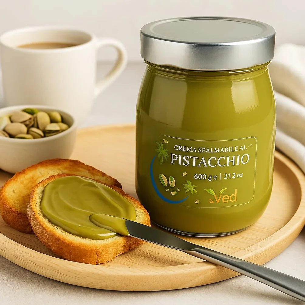 Burro di pistacchio premium VED – Prodotto in Italia | Etichetta pulita, ingredienti naturali | Vegano e senza glutine (600 g)