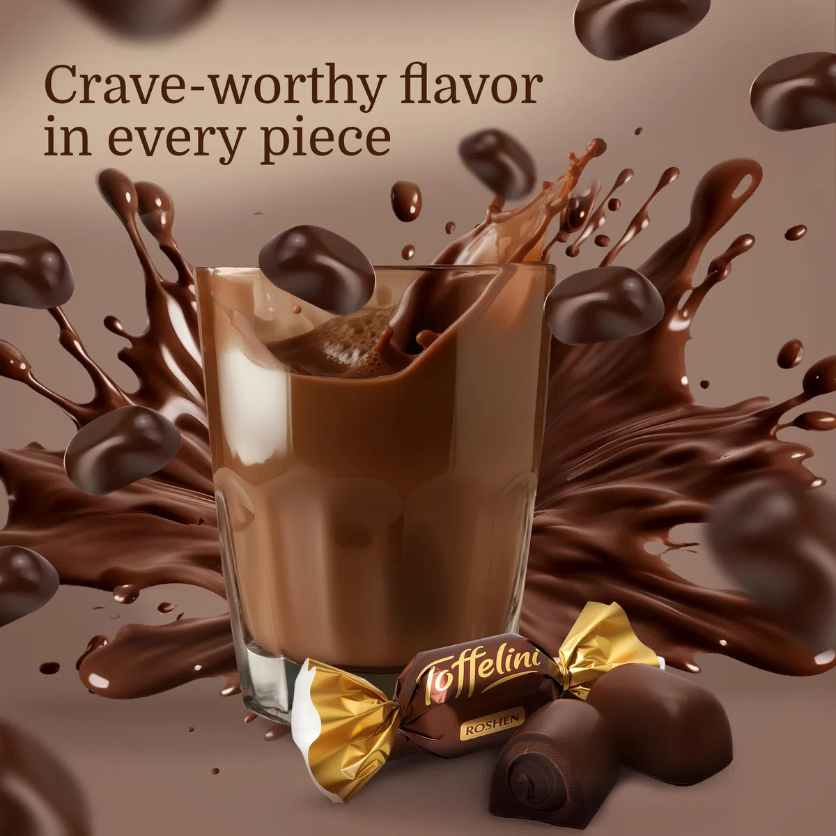 Roshen Toffelini Caramelle al Toffee Ricoperte di Cioccolato Fondente con Ripieno di Cacao, 1 kg