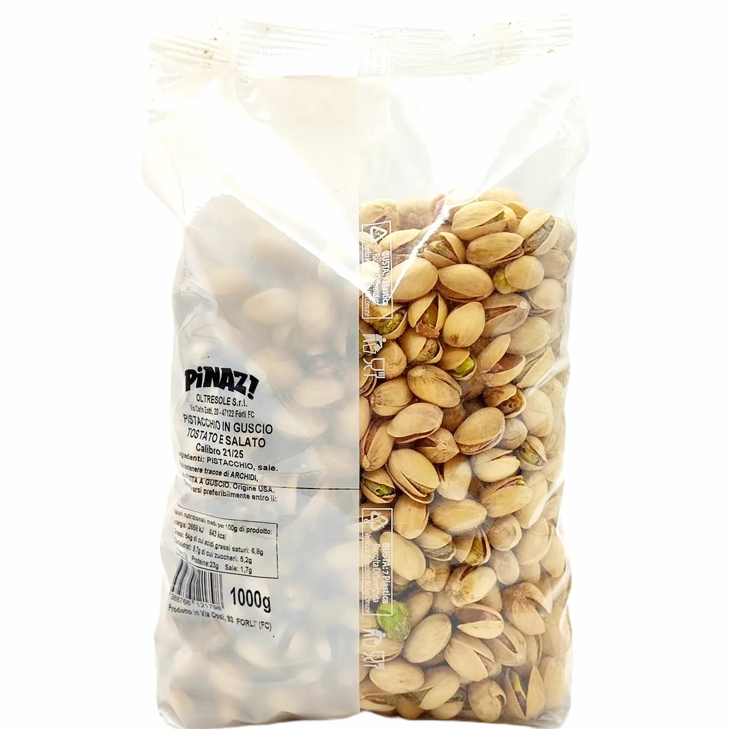 Oltresole, Pistacchi Tostati e Salati con Guscio 1 Kg, Snack Salato Ideale per Aperitivi e Feste, Frutta Secca in Guscio Selezionata