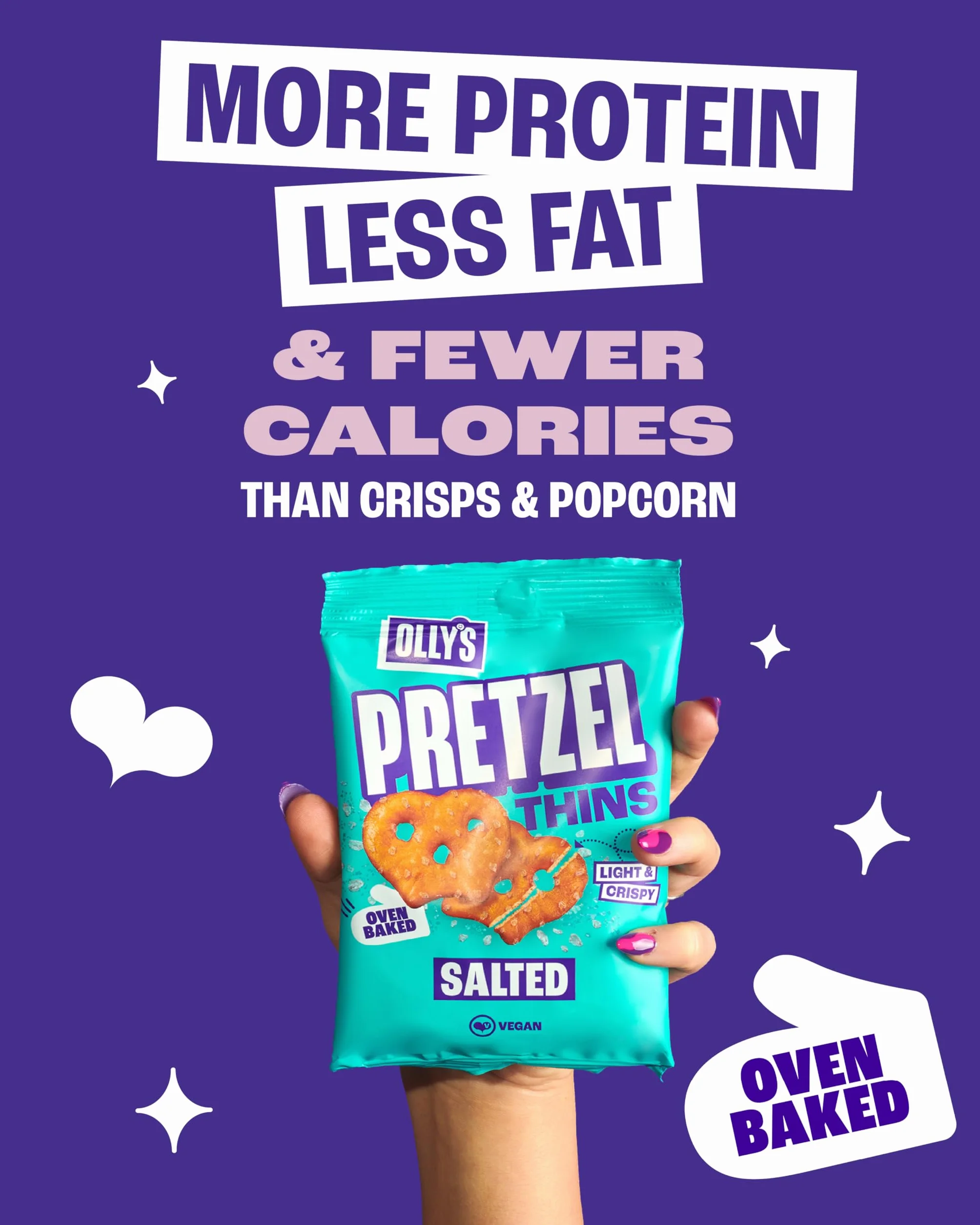 Olly's Pretzel Thins, nuova confezione varietà, 35 g (confezione da 10), x2 salati, x2 semi multipli, x2 panna acida, 2 peperoncini dolci x2 formaggio, snack ipocalorici, basso contenuto di grassi,