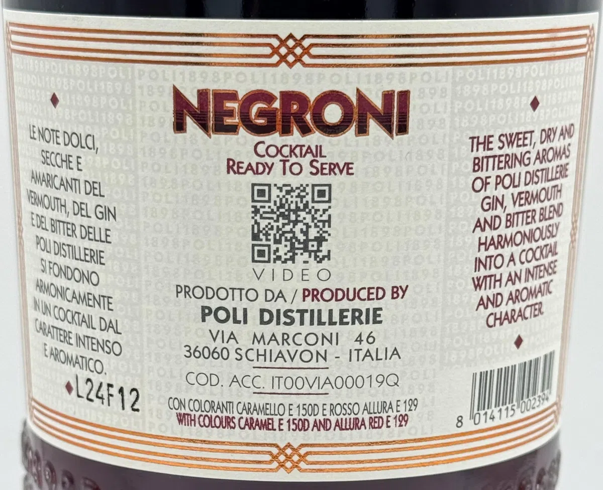 Poli, Negroni Cocktail - 700 ml