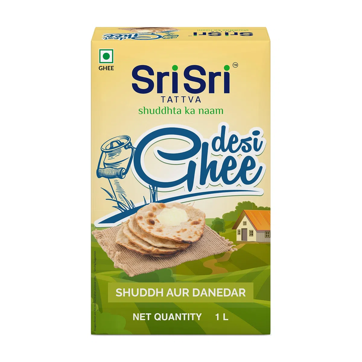 Sri Sri TATTVA shuddhta ka naam Desi Ghee - 1 litro Shuddh Aur Danedar per una migliore digestione e immunità