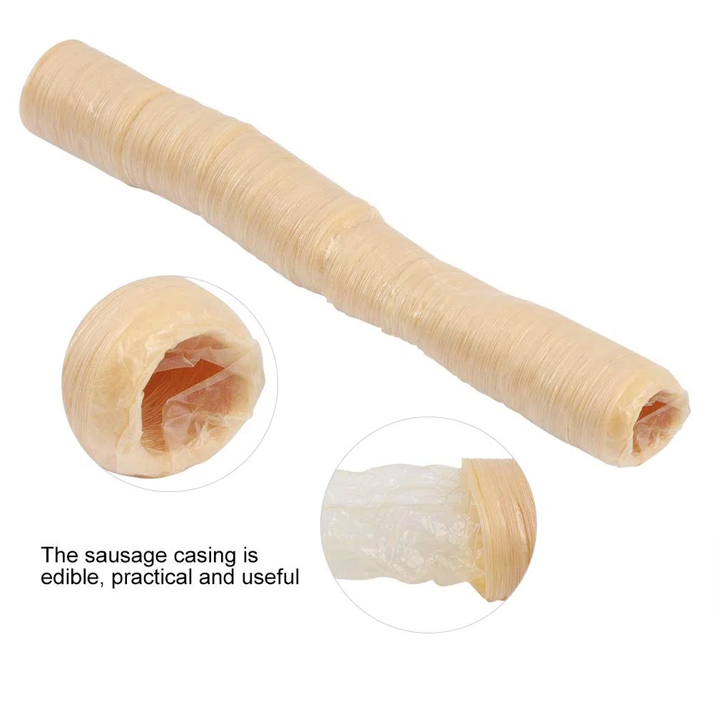 Involucro Salsiccia Commestibile, Lunghezza 14m Diametro 26mm Involucro Salsiccia Essiccazione Ideale per Preparare Salsicce Fatte in Casa, Facile Utilizzo e Sicuro per Varie Tipologie di Carne
