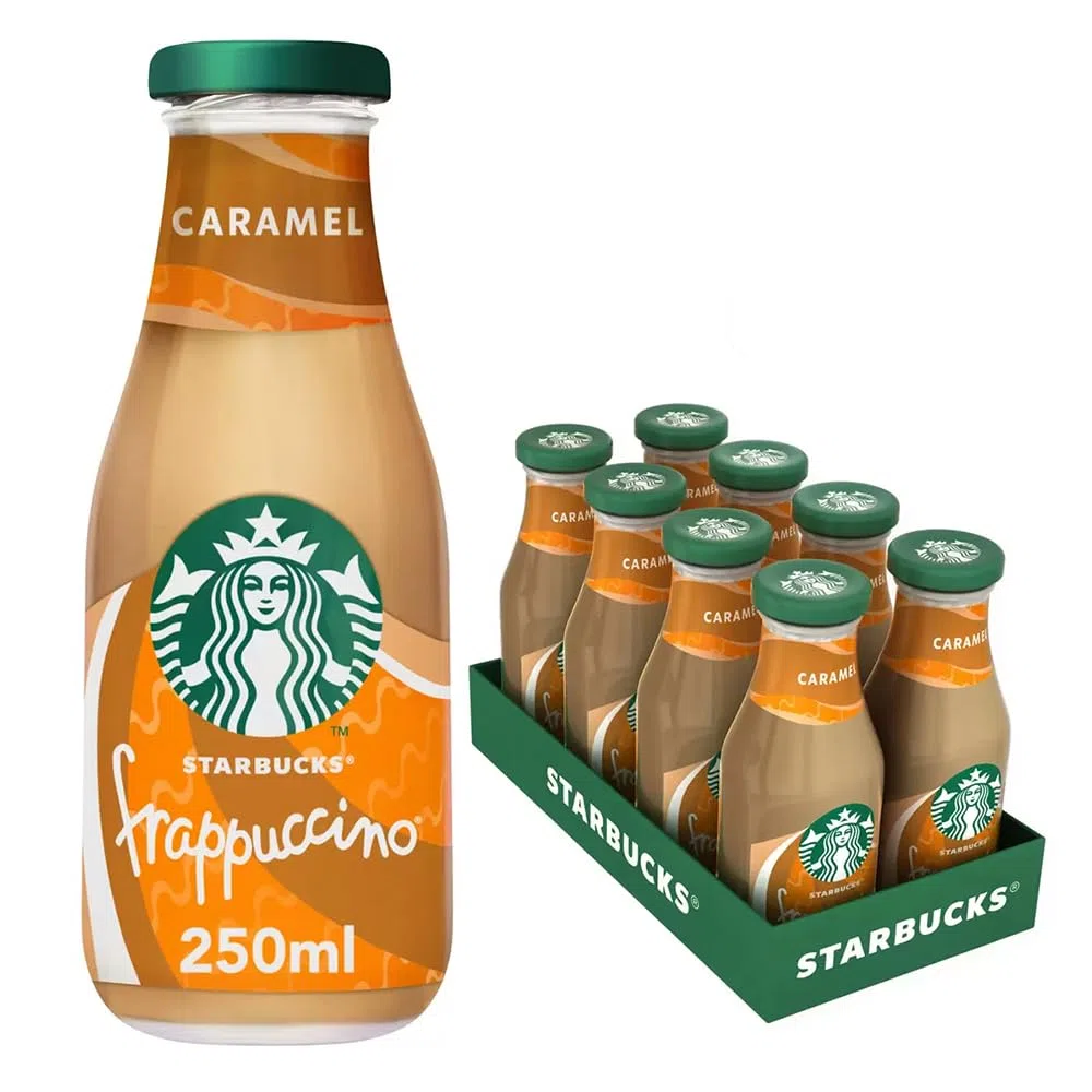 Starbucks, Frappuccino Coffee Drink Caramel, Deliziosa Bevanda al Caffè con Aroma di Caramello, Gustalo Ben Freddo, Ideale come Colazione, Confezioni da 8 Bottiglie da 250 mL