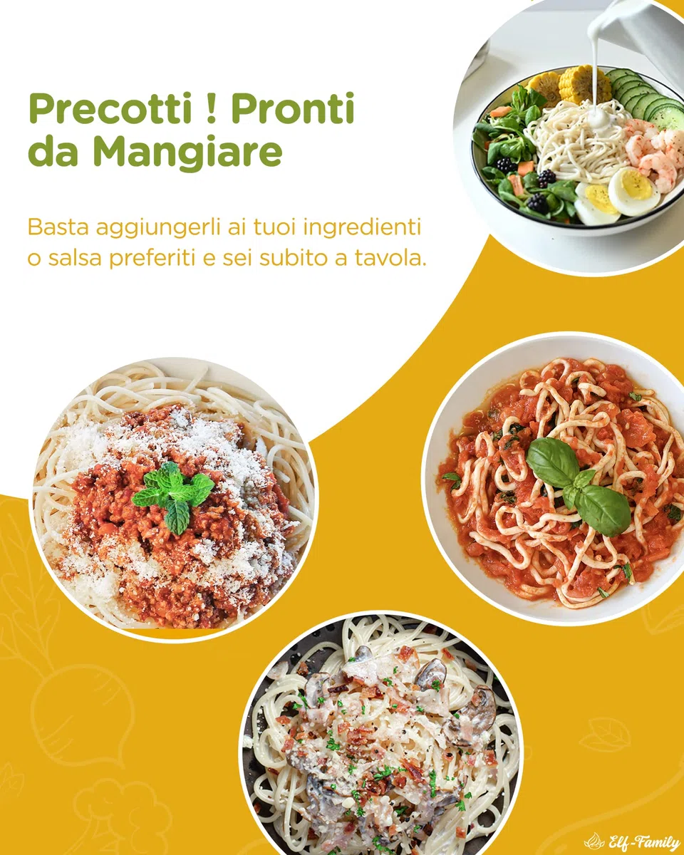 Elf-family Premium Pasta di Konjac Pochi Carboidrati- Vegano - 240g x6 Scatole(12 Porzioni), Shirataki Noodles Ipocalorica/Senza Zucchero e Glutine- Spaghetti & Fettuccine